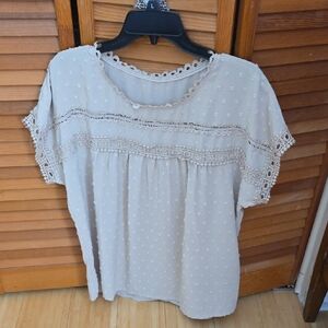 Elegant Cream Lace Trim Women's Top